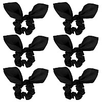 Jaciya Black Hair Ties Silk Bow Scrunchies for Hair Bunny Ears and Tail Scrunchies Hair Accessories for Women