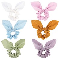 Jaciya Hair Ties Silk Scrunchies for Hair Girls Hair Accessories Bunny Ears and Tail Scrunchies Hair Accessories for Women(Pink/Blue/Green/Yellow/Purple/White)