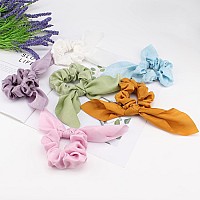 Jaciya Hair Ties Silk Scrunchies for Hair Girls Hair Accessories Bunny Ears and Tail Scrunchies Hair Accessories for Women(Pink/Blue/Green/Yellow/Purple/White)