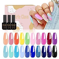 Arte Clavo 20 Pcs Gel Nail Polish Summer Gel Polish Set Magenta Bright Glitter Hot Pink Blue Purple Yellow Gel Nail Polish Colo