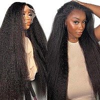 13X6 Kinky Straight Human Hair Wig For Women 180 Density Hd Transparent Lace Front Wigs Human Hair Pre Plucked With Baby Hair N