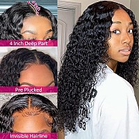 Eooma Curly Lace Front Wigs Human Hair For Black Women Natural Black Color 4X4 Lace Closure 150 Density 26 Inch Curly Human Hai