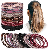 Chuangdi 12 Pieces Cotton Hair Ties Braided Hair Bands Elastic Hair Ties Ropes Braided Ponytail Holders Hair Accessories For Wom