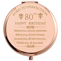 cOFOZA 1943 80th Birthday gifts for Woman grandmom Mother Stainless Steel Rose gold compact Pocket Travel Makeup Mirror 80 Years Old Inspiration gift Behind You All Your Mermories with gift Box