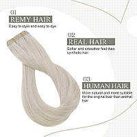 Fshine Blonde Weft Hair Extensions Human Hair 20 Inch 100 Gram White Blonde Sew In Hair Extension Double Weft Straight Real Huma