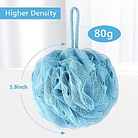 Vanzavanzu Bath Loofah Large 80G Shower Sponge Body Scrubber Mesh Pouf For Men And Women Set Of 4 Turquoise White