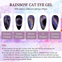 Supwee Universal Rainbow Cat Eye Gel Polish Holographic 9D Cat Eye Nail Polish Sparkle Nail Gel Polish With Magnetic Stick Varni