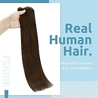 Fshine Clip In Hair Extensions Real Human Hair 22 Inch 120G 7Pcs Chocolate Brown Hair Extensions Clip In Human Hair Lace Double