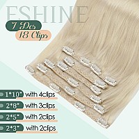 Fshine Clip In Hair Extensions Real Human Hair 18 Inch 120G Thick Seamless Clip In Human Hair Extensions Platinum Blonde 7Pcs S