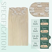 Fshine Clip In Hair Extensions Real Human Hair 18 Inch 120G Thick Seamless Clip In Human Hair Extensions Platinum Blonde 7Pcs S