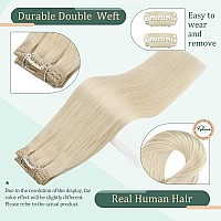 Fshine Clip In Hair Extensions Real Human Hair 18 Inch 120G Thick Seamless Clip In Human Hair Extensions Platinum Blonde 7Pcs S