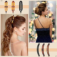 12 Pieces Womens Hair Accessories Set Large Double Fishtail Banana Clips Clincher Combs Ponytail Holders 4 Styles Black