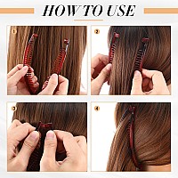 12 Pieces Womens Hair Accessories Set Large Double Fishtail Banana Clips Clincher Combs Ponytail Holders 4 Styles Black