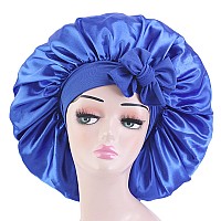 Satin Bonnet Silk For Hair Sleeping Women Tie Bonnets Adjustable Night Cap Jumbo Size Comfortable Wide Band For Braids Curly Lo