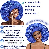 Satin Bonnet Silk For Hair Sleeping Women Tie Bonnets Adjustable Night Cap Jumbo Size Comfortable Wide Band For Braids Curly Lo