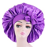 Satin Bonnet Silk For Hair Sleeping Women Tie Bonnets Adjustable Night Cap Jumbo Size Comfortable Wide Band For Braids Curly Lo