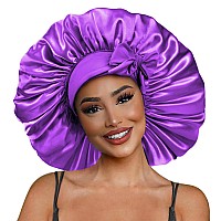 Satin Bonnet Silk For Hair Sleeping Women Tie Bonnets Adjustable Night Cap Jumbo Size Comfortable Wide Band For Braids Curly Lo