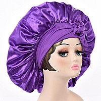 Satin Bonnet Silk For Hair Sleeping Women Tie Bonnets Adjustable Night Cap Jumbo Size Comfortable Wide Band For Braids Curly Lo