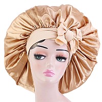 Satin Bonnet Silk For Hair Sleeping Women Tie Bonnets Adjustable Night Cap Jumbo Size Comfortable Wide Band For Braids Curly Lo