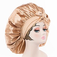 Satin Bonnet Silk For Hair Sleeping Women Tie Bonnets Adjustable Night Cap Jumbo Size Comfortable Wide Band For Braids Curly Lo