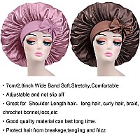 Satin Bonnet Silk For Hair Sleeping Women Tie Bonnets Adjustable Night Cap Jumbo Size Comfortable Wide Band For Braids Curly Lo