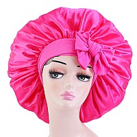 Satin Bonnet Silk For Hair Sleeping Women Tie Bonnets Adjustable Night Cap Jumbo Size Comfortable Wide Band For Braids Curly Lo