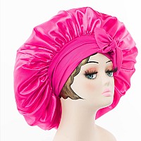 Satin Bonnet Silk For Hair Sleeping Women Tie Bonnets Adjustable Night Cap Jumbo Size Comfortable Wide Band For Braids Curly Lo