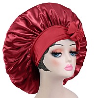 Satin Bonnet Silk For Hair Sleeping Women Tie Bonnets Adjustable Night Cap Jumbo Size Comfortable Wide Band For Braids Curly Lo