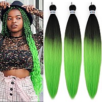 Black To Neon Green Braiding Hair Pre Stretched Braiding Hair Extensions