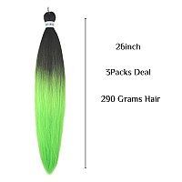 Black To Neon Green Braiding Hair Pre Stretched Braiding Hair Extensions