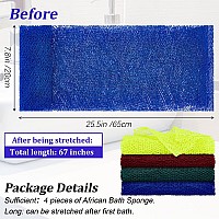 4 Pieces African Net Bath Sponge African Exfoliating Long Net Sponge Exfoliating Shower Body Scrubber Skin Smoother For Daily Us