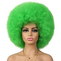 Gt Wig 70S Afro Green Wigs For Women Glueless Wear And Go Wig Costume Cosplay Disco Fun Wigs Heat Resistant Bouncy Wigs Short A