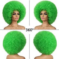 Gt Wig 70S Afro Green Wigs For Women Glueless Wear And Go Wig Costume Cosplay Disco Fun Wigs Heat Resistant Bouncy Wigs Short A