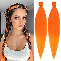 Leeven Pre Stretched Braiding Hair 26 Inch 2 Pack Orange Braiding Hair Pre Stretched Itch Free Synthetic Fiber Crochet Twist Bra