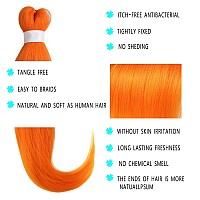 Leeven Pre Stretched Braiding Hair 26 Inch 2 Pack Orange Braiding Hair Pre Stretched Itch Free Synthetic Fiber Crochet Twist Bra