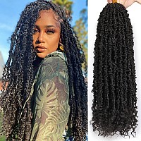 Leeven 24 Inch Pretwisted Butterfly Locs Crochet Hair 6 Packs Natural Black Long Distressed Faux Locs Crochet Braids Hair With