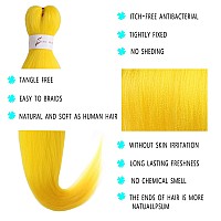 Leeven 26 Inch 2 Pack Yellow Braiding Hair Pre Stretched Extensions Braids For Twist Box Braids Crochet Hair High Temperature Sy