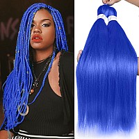 Leeven Blue Pre Stretched Braiding Hair 26 Inch 2 Pack Braiding Hair Blue Braiding Hair Extensions For Braiding Crochet Hair Az