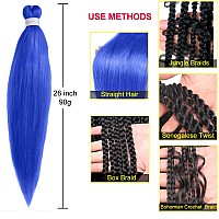 Leeven Blue Pre Stretched Braiding Hair 26 Inch 2 Pack Braiding Hair Blue Braiding Hair Extensions For Braiding Crochet Hair Az