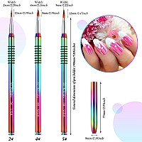 3 Pieces Kolinsky Acrylic Nail Brush 3D Nail Art Brush With Silver Metal With Nonslip Handle Rainbowsize 2 4 5