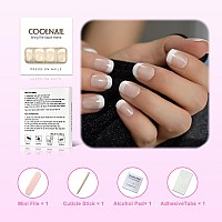 Coolnail Summer Short Natural Nude White French Nail Tips False Fake Nails Uv Gel Press On Ultra Easy Wear For Home Office Wear