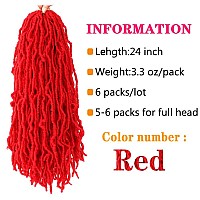 Soft Locs crochet hair 24 inch 6 Packs red long Pre Looped Braids Faux locs Synthetic crochet hair Dreadlocks Hair Extensions (24 inch 6packs, Red)