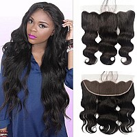 Brazilian Virgin Body Wave Human Hair 13X4 Lace Frontal 9A Grade Ear To Ear Lace Frontal Free Part 150 Density Pre Plucked Hair