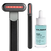 Solawave 4In1 Facial Wand And Renew Complex Serum Bundle Red Light Therapy For Face And Neck Microcurrent Facial Device Fo