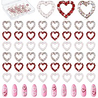 36 Pieces 3D Heart Nail Charms For Nail Heart Nail Rhinestone Decals Love Crystal Nail Charms Diamond Alloy Nail Gems Decoration