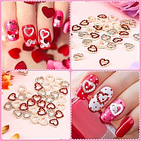 36 Pieces 3D Heart Nail Charms For Nail Heart Nail Rhinestone Decals Love Crystal Nail Charms Diamond Alloy Nail Gems Decoration