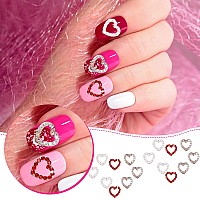 36 Pieces 3D Heart Nail Charms For Nail Heart Nail Rhinestone Decals Love Crystal Nail Charms Diamond Alloy Nail Gems Decoration