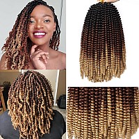 Xtrend 12 Inch 2 Packs Spring Twist Hair For Butterfly Faux Locks Mini Twist Crochet Braiding Hair Synthetic Fluffy Hair Extension For Women (1B/30/27#)