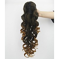 Imissu Long Curly Claw Ponytail Clip On Hair Extension Pony Tail Hair Piece (Black Ombre Brown 1T30)