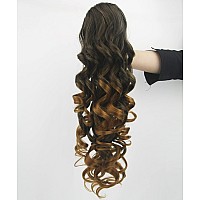 Imissu Long Curly Claw Ponytail Clip On Hair Extension Pony Tail Hair Piece (Black Ombre Brown 1T30)